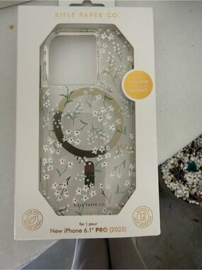 Rifle Paper Co. Clear Floral MagSafe iPhone 6.1 Pro Case – White & Green Accents